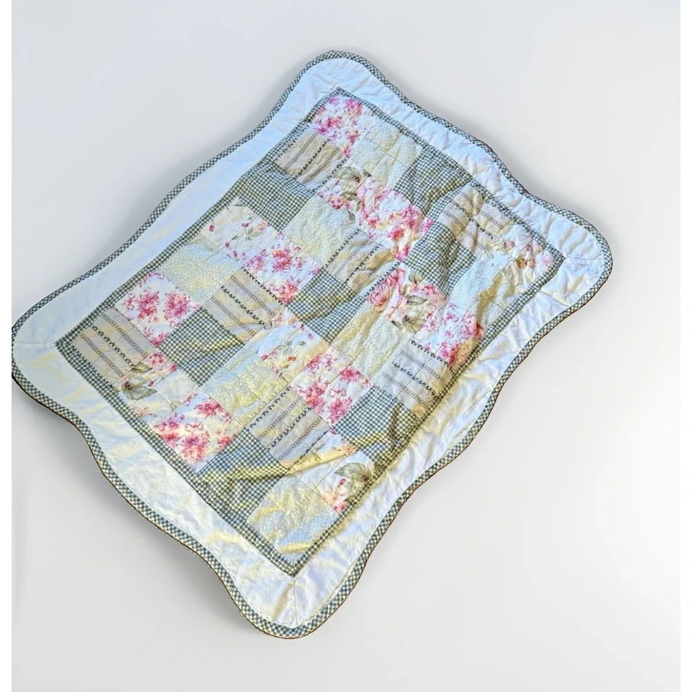 Patchwork Floral Quilted Standard Pillow Sham Multicolor Cotton 30x24 set of 2